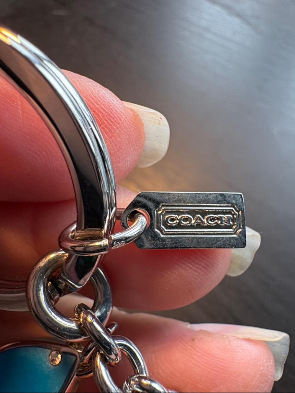 Coach Silver Keyring with Blue and Green Enamel Fish Charms - Picture 3 of 3